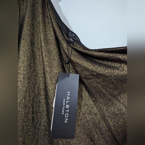 NWT Halston Heritage Metallic One-Shoulder Minidress s:14 - Picture 4 of 9